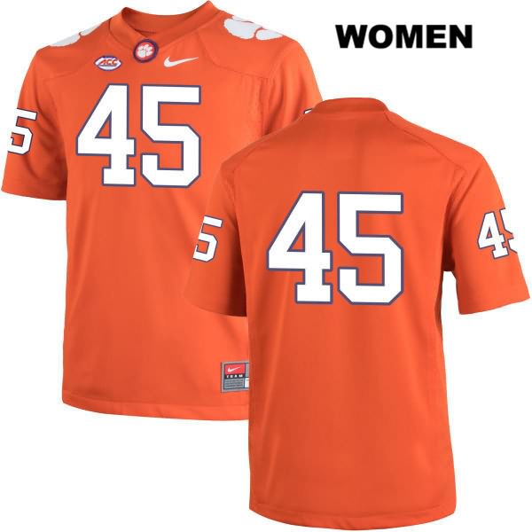 Women's Clemson Tigers #45 Chris Register Stitched Orange Authentic Nike No Name NCAA College Football Jersey USV8346UP
